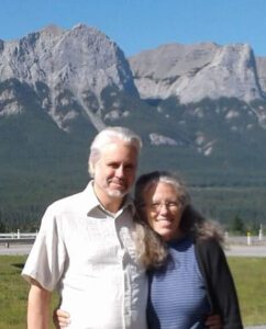Elizabeth and Bill by mountains in Alberta, Canada