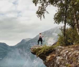 Woman on outcropping